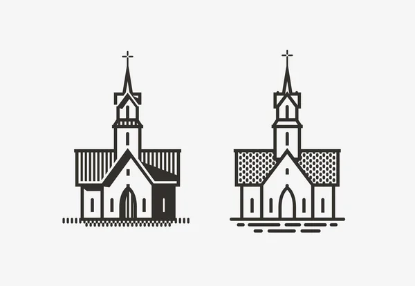 Logo o etiqueta de la iglesia. Símbolo de religión. Ilustración vectorial — Archivo Imágenes Vectoriales