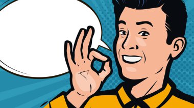 Başarılı bir iş adamı ya da insan el hareketi mükemmeldir. Çizgi roman sanatında vektör illüstrasyonu