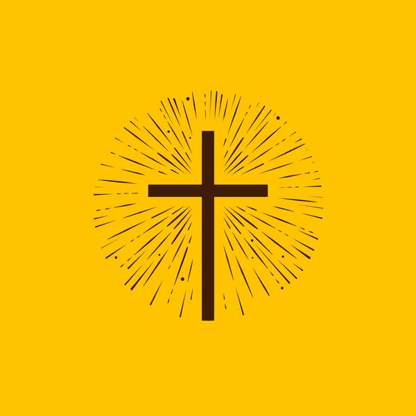 Christendom symbool van Jezus Christus. Kruis, aanbidding logo. Vectorillustratie — Stockvector