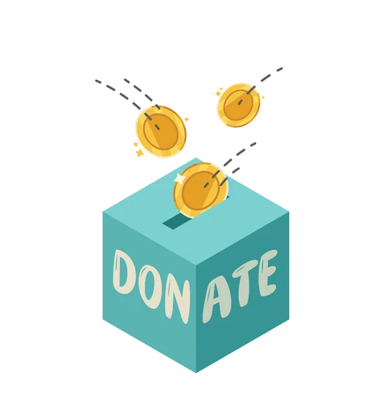 Collecte de fonds dans la boîte de dons. Dons, illustration vectorielle de la finance — Image vectorielle