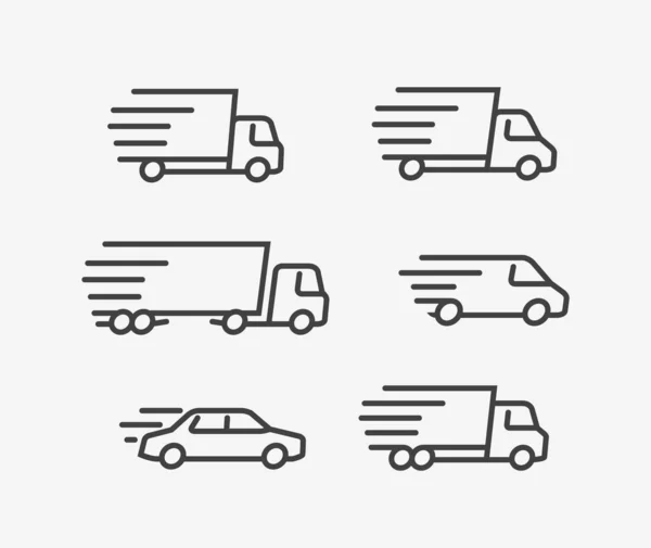 Snelle levering truck pictogram set. Vervoer, vervoer vector — Stockvector