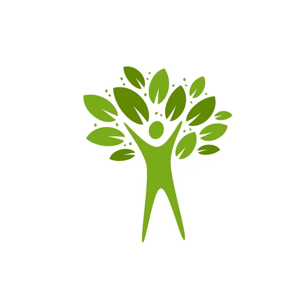Ekoloji logosu. Doğa, çevre, doğal etiket. Vektör illüstrasyonu — Stok Vektör