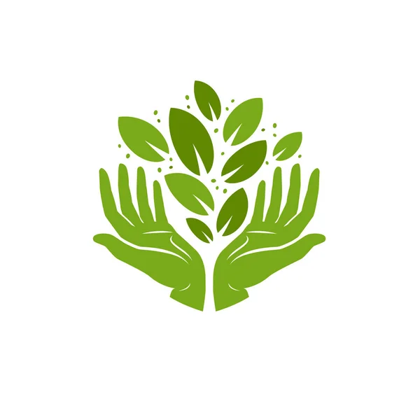 生態ロゴ。環境、自然、自然シンボル。ベクターイラスト — ストックベクタ