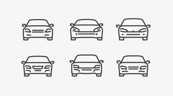 Ícone de carro definido em estilo linear. Ilustração vetorial de transporte — Vetor de Stock