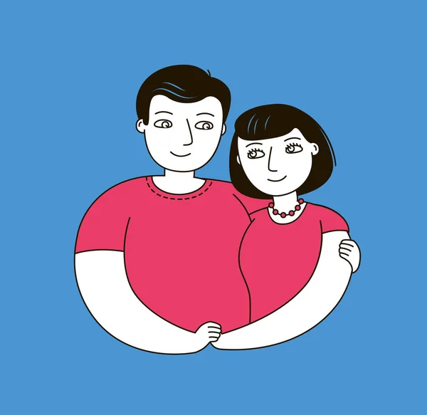 Happy couple in love. Family vector illustration — Stok Vektör