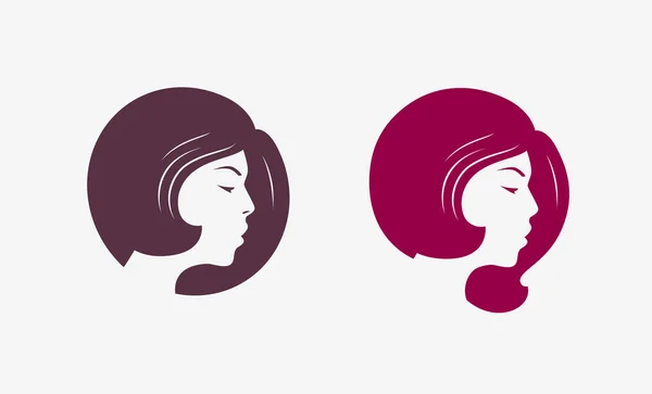 Парикмахерская или логотип Spa. Абстрактный портрет красивой девушки — стоковый вектор