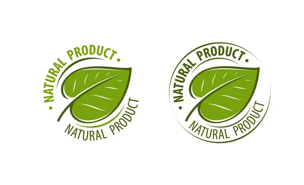 Naturlig produkt logotyp. Bladsymbol design vektor illustration — Stock vektor