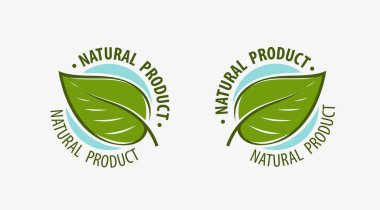 Doğal ürün logosu ya da etiketi. Yaprak sembolü tasarım vektörü illüstrasyonu