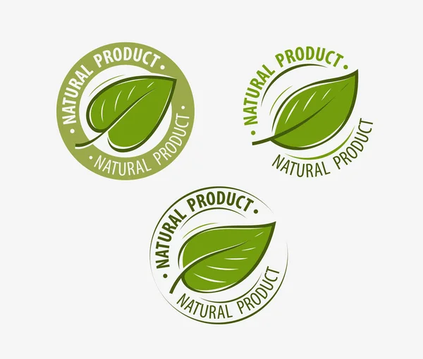Logo produk alami. Simbol daun atau gambar vektor lambang - Stok Vektor