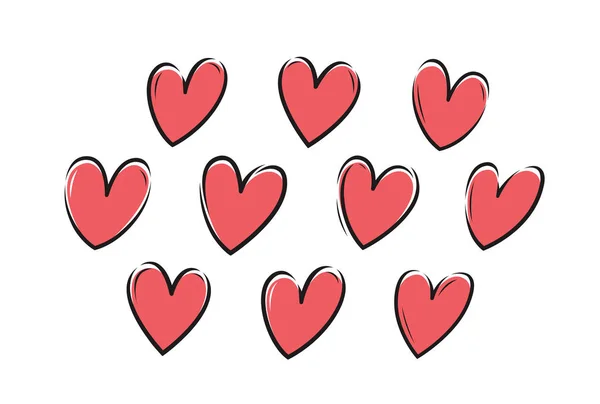 Hearts set. Love, valentine icon or symbol. Vector illustration — 图库矢量图片