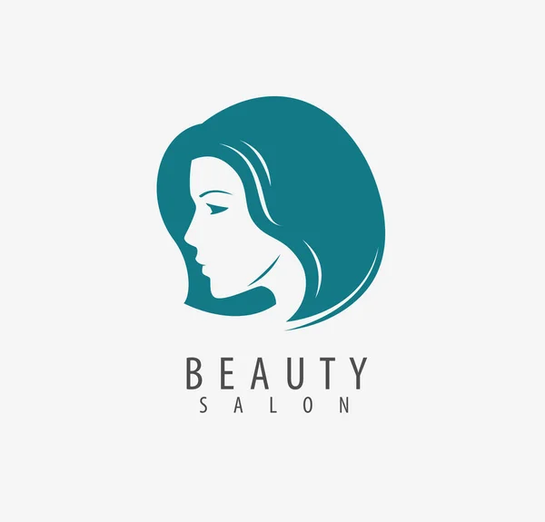 Logo del salone di bellezza. Ritratto di bella ragazza o giovane donna vettoriale illustrazione — Vettoriale Stock