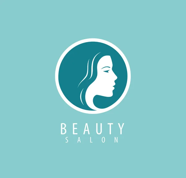 Logotipo de salão de beleza ou símbolo. Retrato de vetor menina bonita — Vetor de Stock