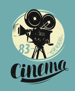 Sinema posteri. Film kamerası, projektör retro vektörü
