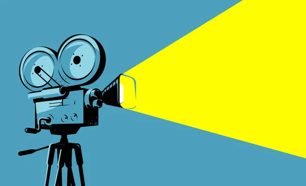 Historický filmový projektor, filmová kamera. Kinematografie, filmový vektor — Stockový vektor
