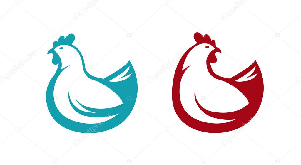 Chicken logo or label. Farm animal symbol vector illustration