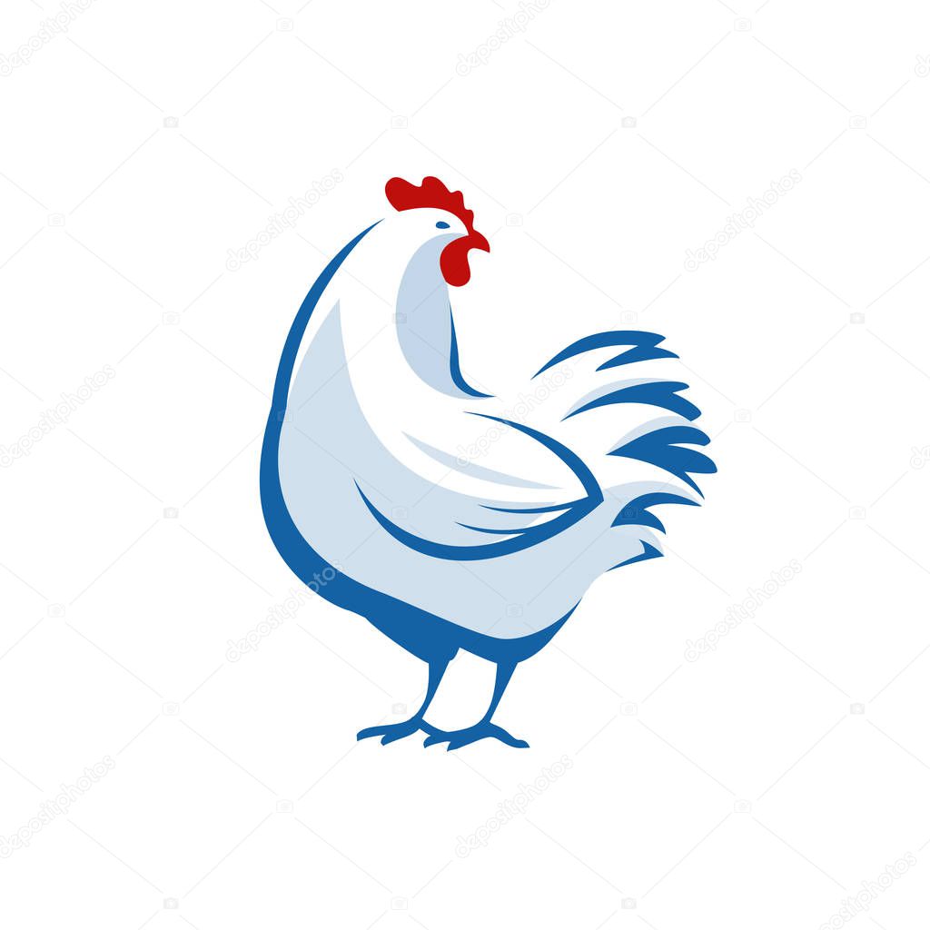 Chicken logo or label. Farm animal symbol vector