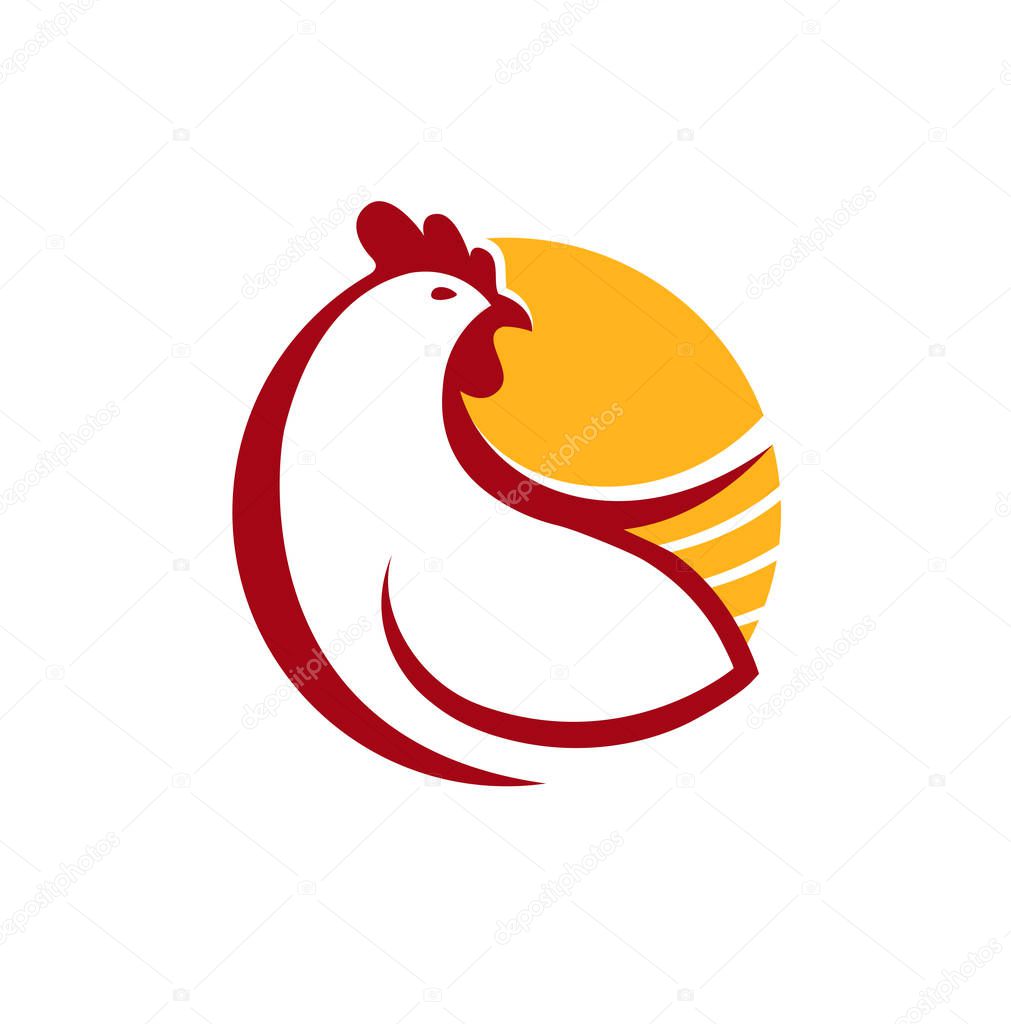 Chicken logo. Farm animal symbol or label vector