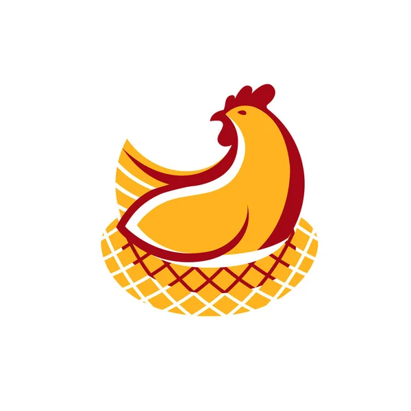 Logotipo, insignia de la carne de pollo y huevos vector ilustración — Vector de stock