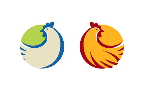 Chicken logo or label. Farm animal symbol vector — 스톡 벡터