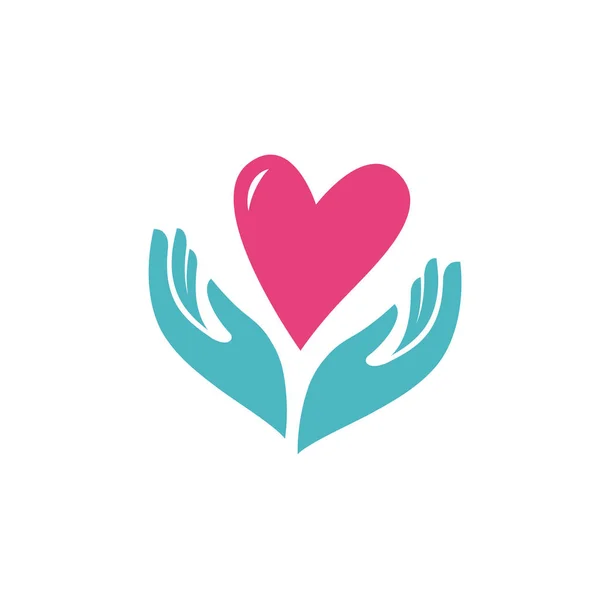 Corazón en las manos símbolo. Salud, logotipo de caridad o vector de icono — Vector de stock