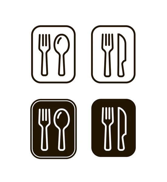 フォークとスプーンの記号ベクトル。レストランやカフェのシンボル — ストックベクタ