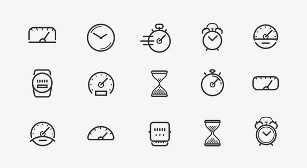 Set di icone dell'orologio. Tempo, cronometro, simbolo dell'orologio. Illustrazione vettoriale — Vettoriale Stock