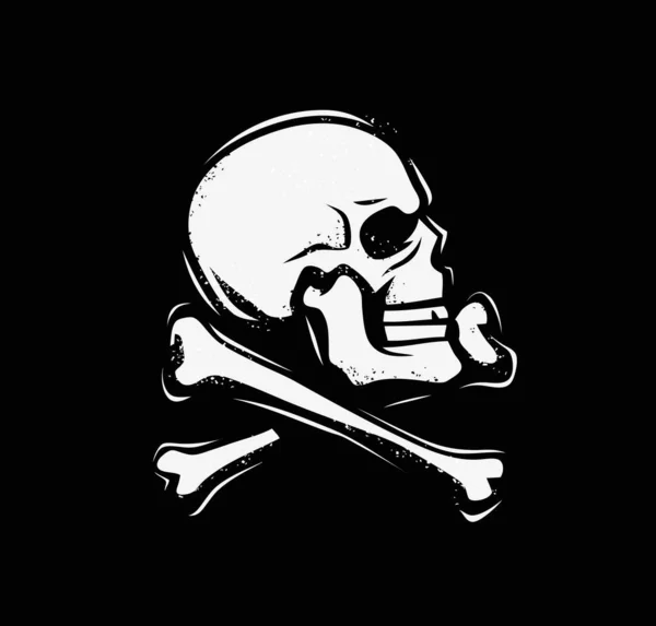 Simbolo Cranio Ossa Incrociate Pirata Jolly Roger Emblema Vettore — Vettoriale Stock