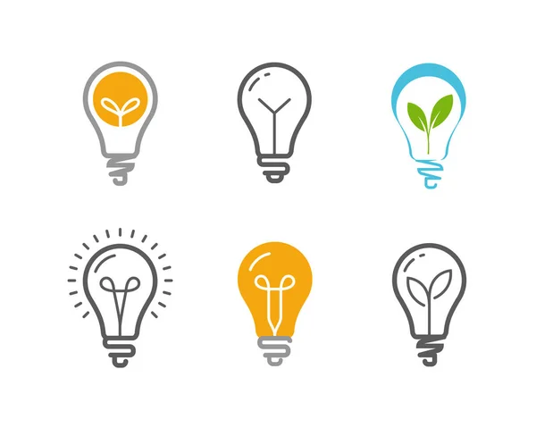 Light Bulb Icon Set Technology Idea Symbol Logo Vector — Stock Vector