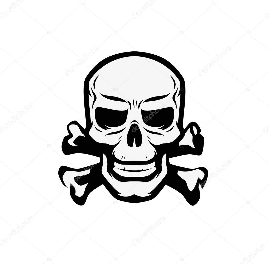 Skull and crossbones symbol. Pirate, Jolly Roger emblem vector