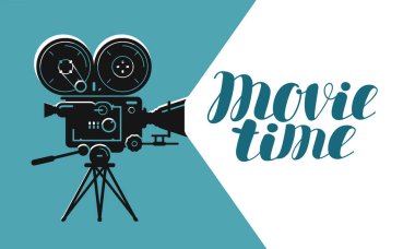 Retro film kamerası ya da projektör. Sinema, video vektörü