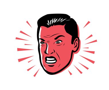 Angry man furious. Vector style pop art retro clipart