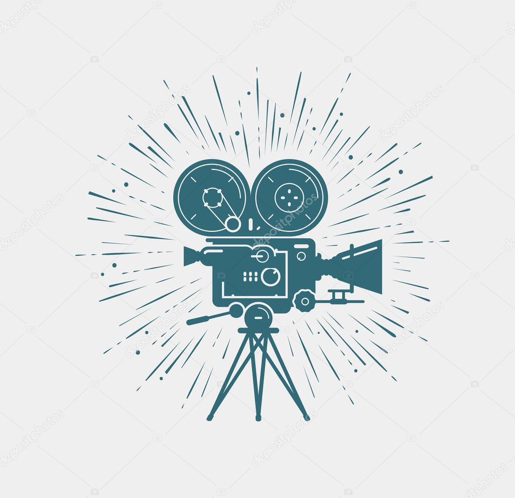 Camcorder, movie camera. Video shooting cinema vector