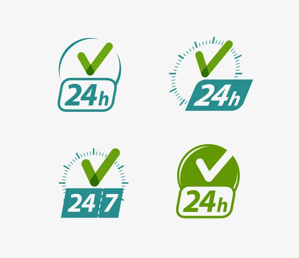 Stunden Geöffnet Uhrensymbol Oder Beschriftungsvektorillustration — Stockvektor