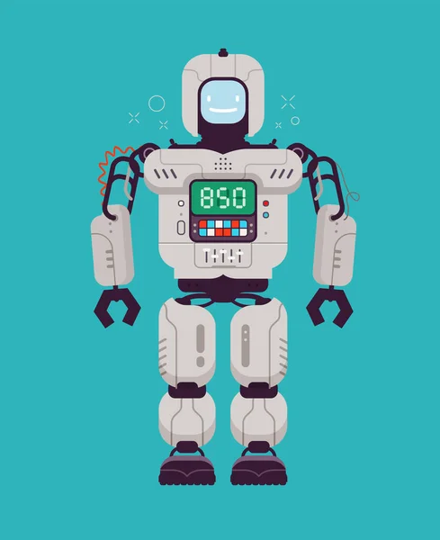 Robot Feliz Tecnología Ilustración Divertida Del Vector Historieta — Vector de stock