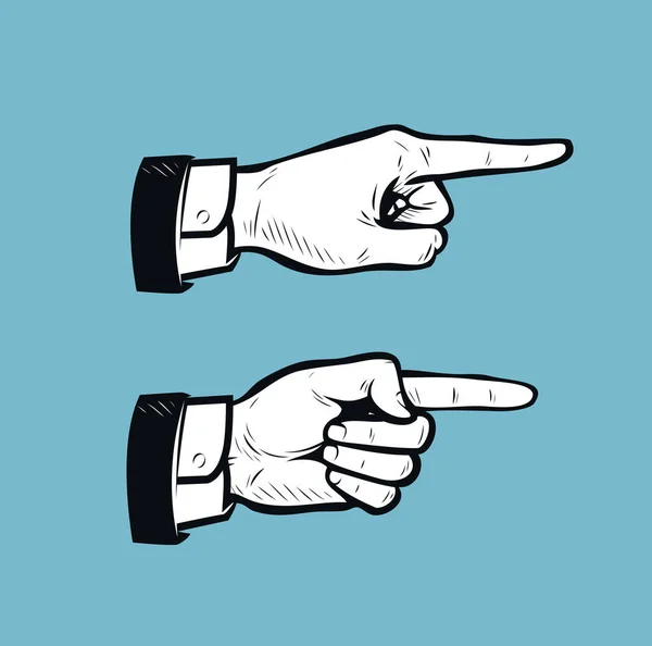 Рука Вказує Знак Пальця Бізнес Вінтаж Векторні Ілюстрації — стоковий вектор