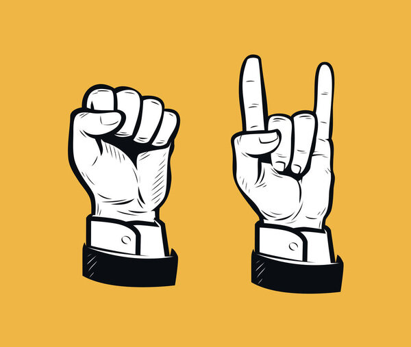 Hand sign retro. Business, vintage vector illustration