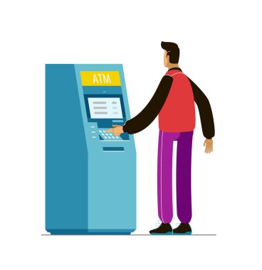 Kredi kartıyla ödeme. ATM makine vektörü