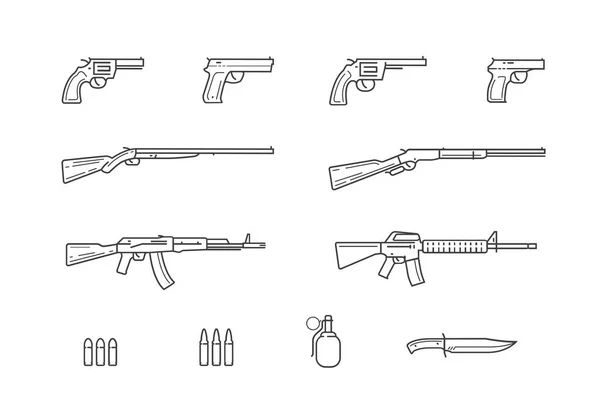 Ícones Armas Armas Vetor Armas Fogo — Vetor de Stock