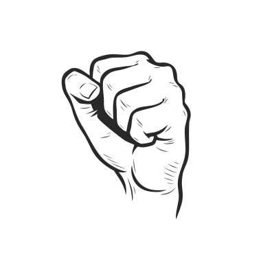 Protesto etmek için yumruğunu sık. Beyaz arkaplanda izole edilmiş vektör çizimi