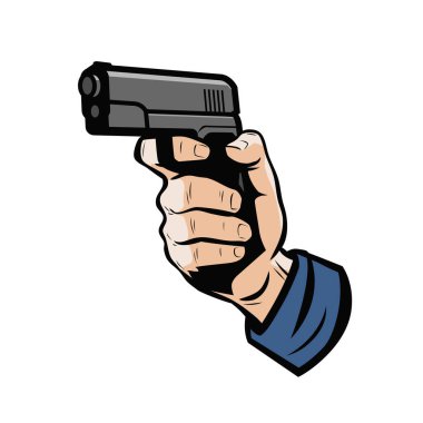 Gun in hand. Firearm, weapon vector illustration isolated on white background clipart