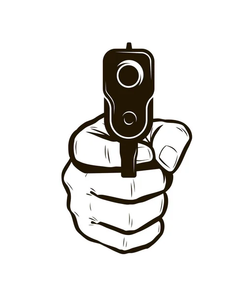 Vapen Handen Skjutvapen Pistol Vektor Illustration Isolerad Vit Bakgrund — Stock vektor