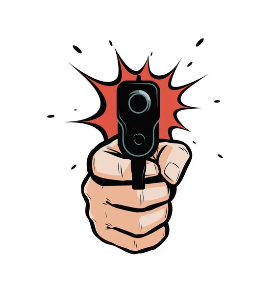 Wapen Hand Shooter Cartoon Vector Illustratie Geïsoleerd Witte Achtergrond — Stockvector