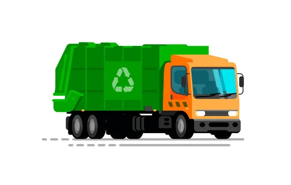 Urban Garbage Truck Trash Sorting Recycling Vector Illustration Isolated White — Stock Vector