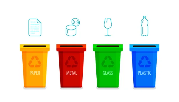 ゴミの情報を整理する ごみ箱 ベクトル図 — ストックベクタ
