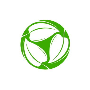 Yeşil yapraklı logo. Doğal veya organik sembol vektörü