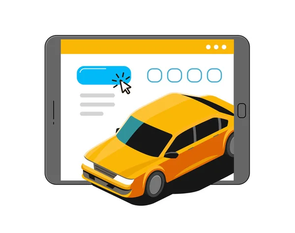 Taxi Service Online Tablet Screen Online Application Vector — Stock Vector