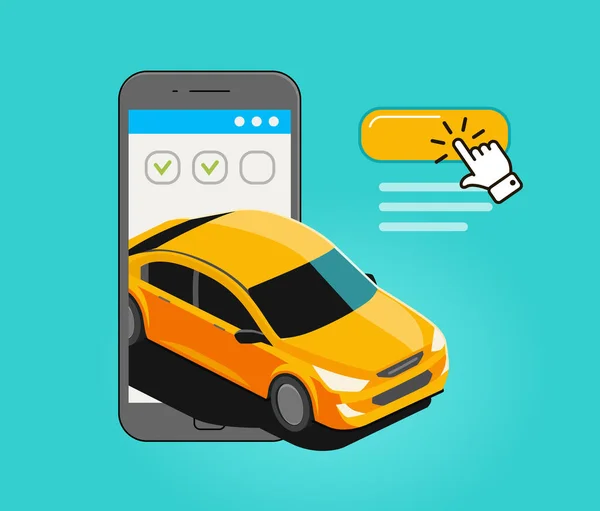 Car Smartphone Screen Web Application Template Vector — Stock Vector