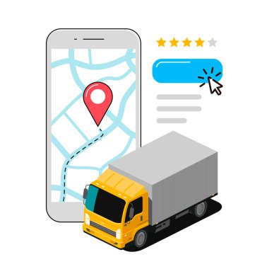 Nakliye aracı. Ticari dağıtım kamyonu vektörü