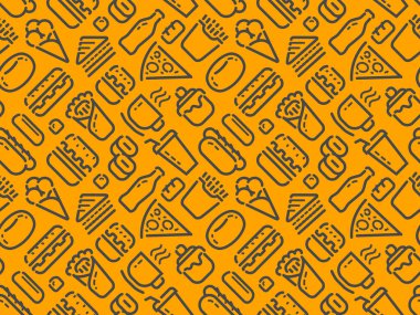 Gıda ve içecekler kusursuz bir arka plan. Desen vektörü