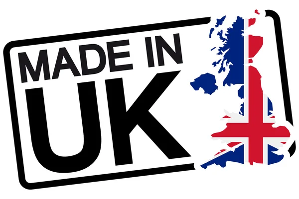 Timbro nero con testo Made in UK — Vettoriale Stock